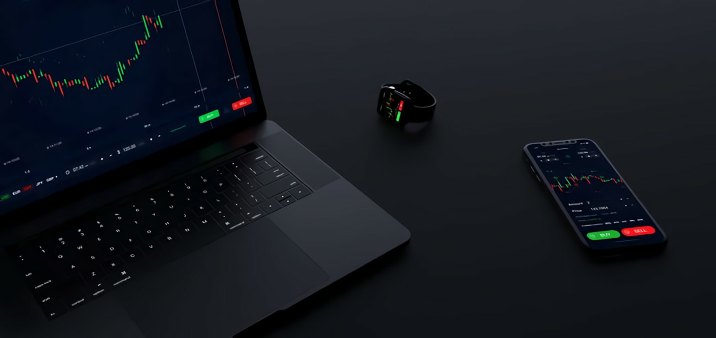 Trading screens with market charts